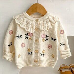 Boutique Girls Floral Flower Cardigan Sweater